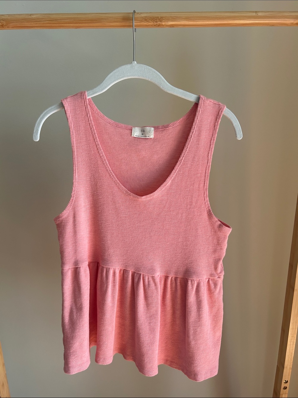 T.La Pink Sleeveless Peplum Tank Top
